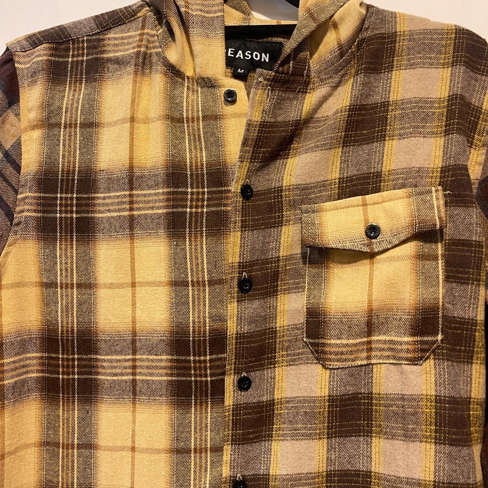 REASON scorpion hooded flannel shirt, size M